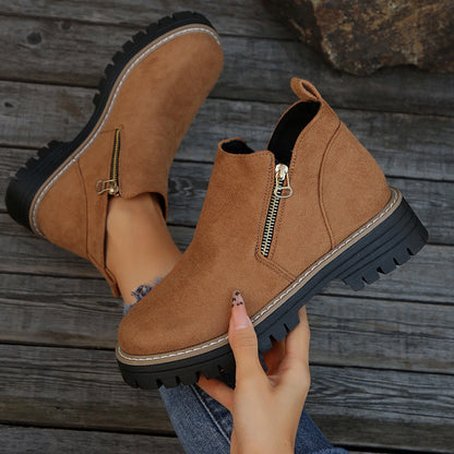 Bottines à zip latéral, bout rond