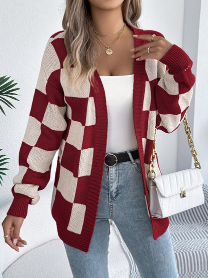 Cardigan Tendance à Carreaux Modernes