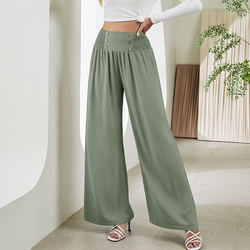 Pantalon droit à jambes larges et élastique