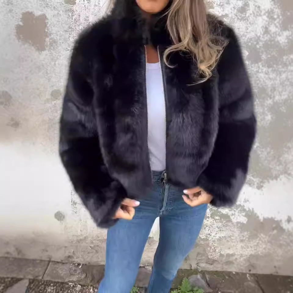 Veste en Polaire à Col Montant