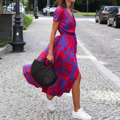 Soléna – Robe de Plage Évasée à Imprimé Coloré