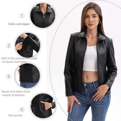 Veste cuir maille femme