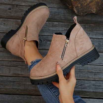 Bottines à zip latéral, bout rond