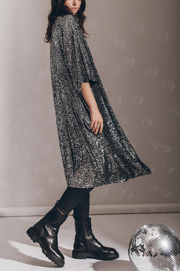 Dominique | Kimono à manches cloche à paillettes disco glamour