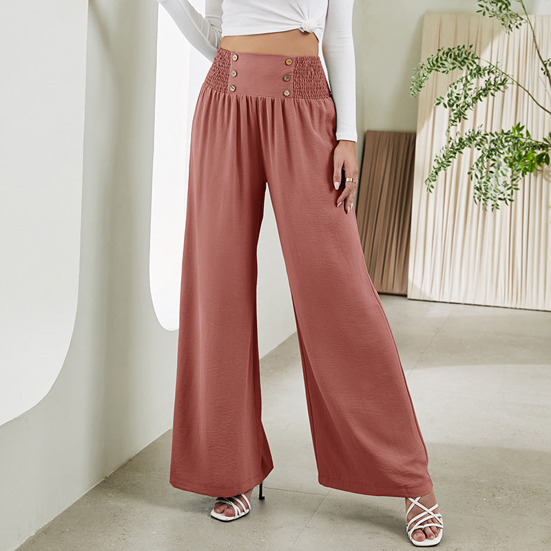 Pantalon droit à jambes larges et élastique