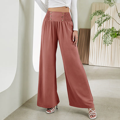 Pantalon droit à jambes larges et élastique