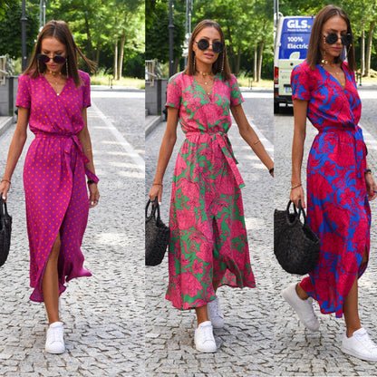 Soléna – Robe de Plage Évasée à Imprimé Coloré