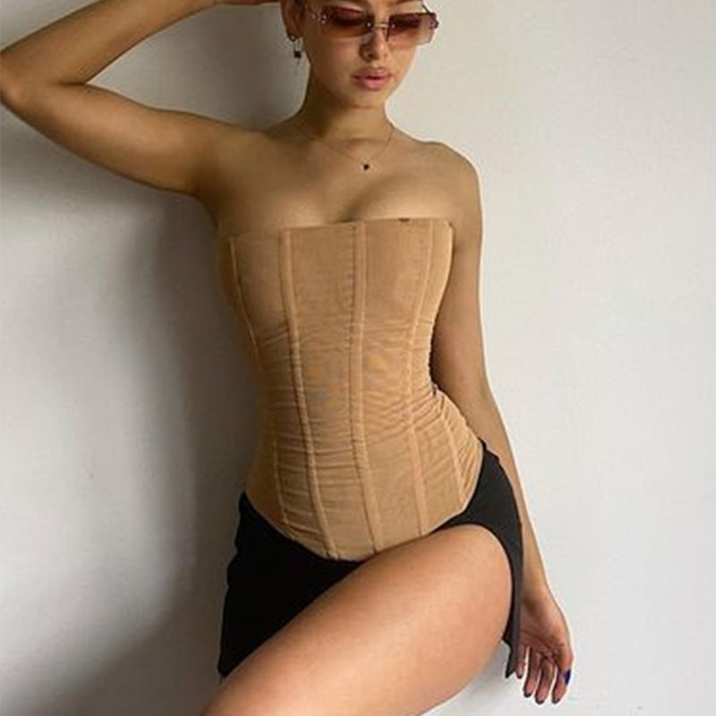 Top Bustier Corset Mesh Dos Nu