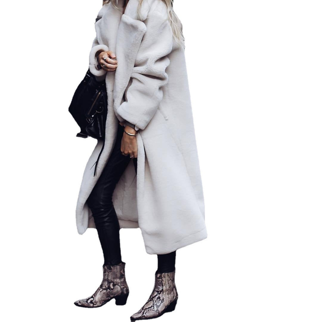 Manteau Long Douillet en Fourrure Synthétique