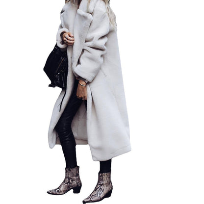 Manteau Long Douillet en Fourrure Synthétique