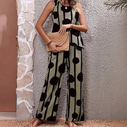 Ensomble Costume  avec pantalon large imprimé