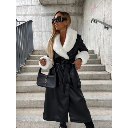 Manteau en cuir ample à lacets