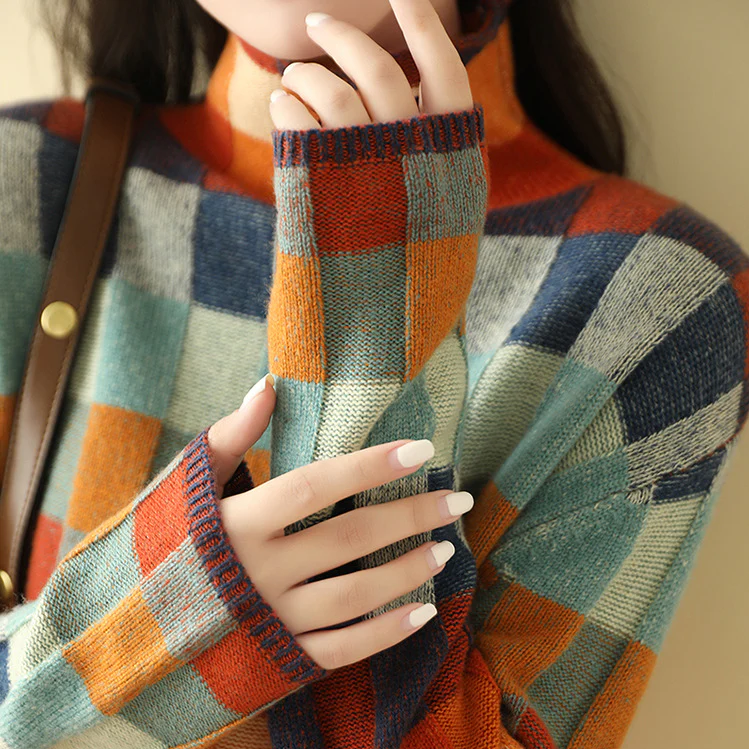 JESSY | Pull col roulé en patchwork
