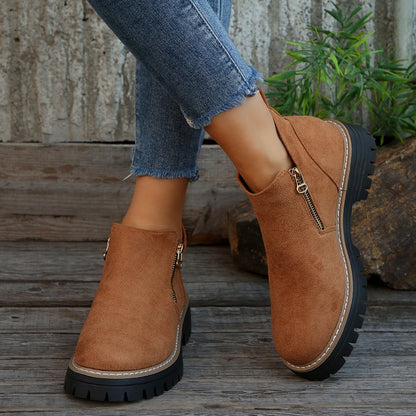 Bottines à zip latéral, bout rond