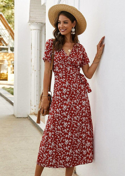 Robe Longue Bohème À Fleurs