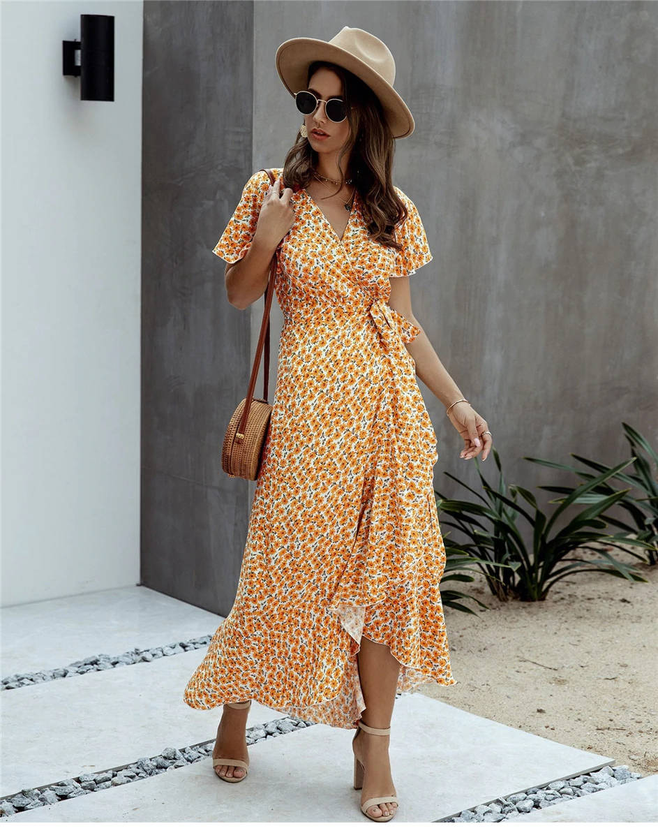 Robe Longue Bohème Florale Fendue