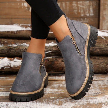 Bottines à zip latéral, bout rond
