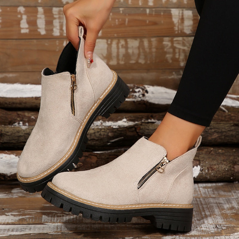 Bottines à zip latéral, bout rond