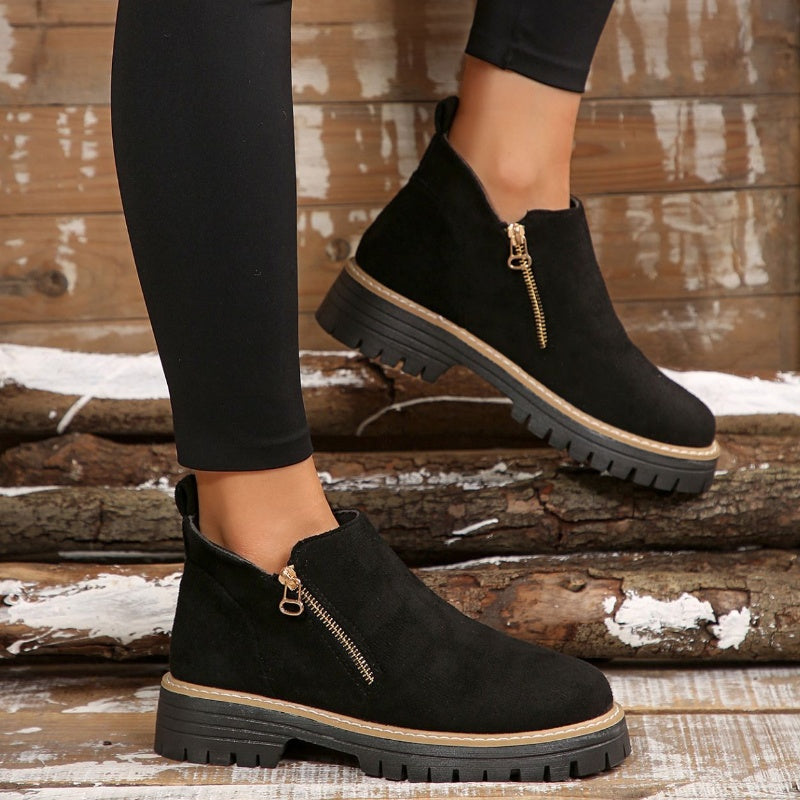 Bottines à zip latéral, bout rond