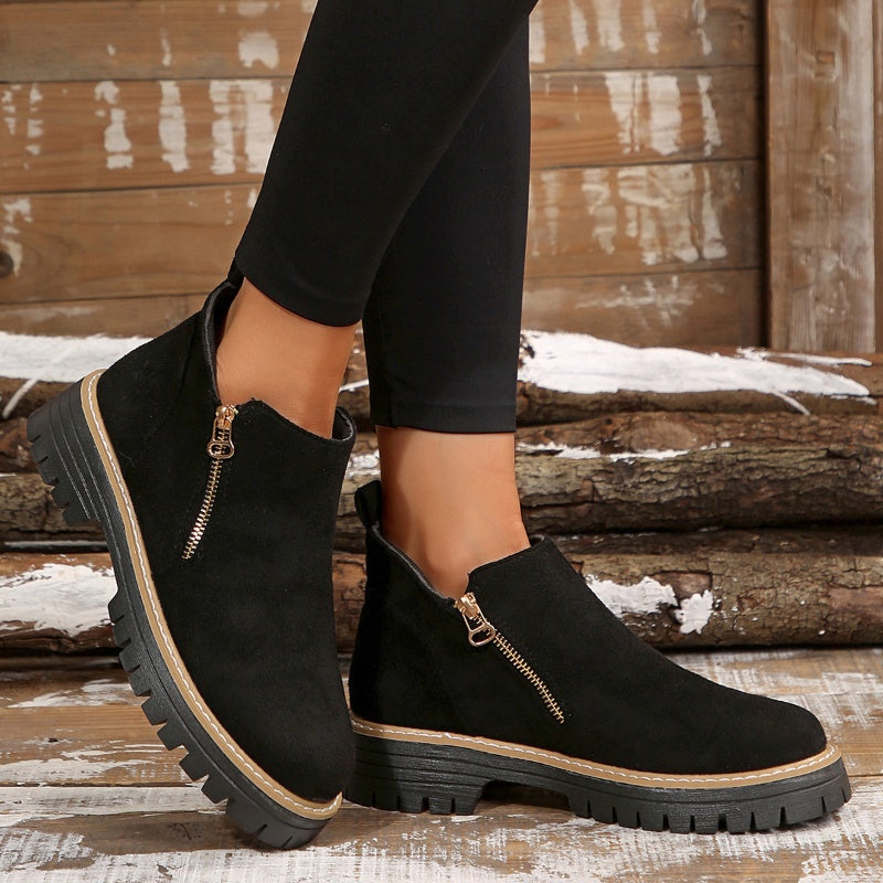 Bottines à zip latéral, bout rond