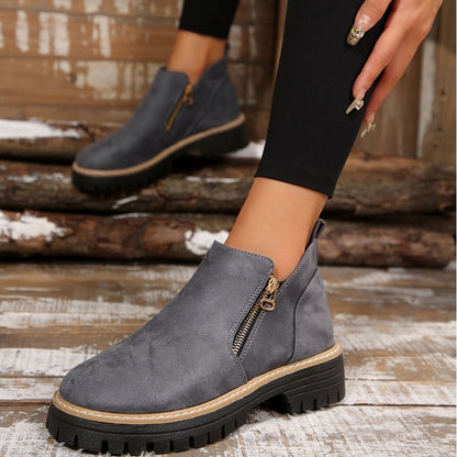 Bottines à zip latéral, bout rond