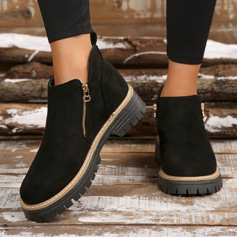 Bottines à zip latéral, bout rond