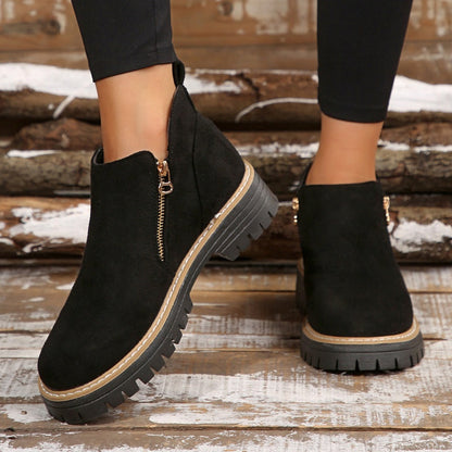 Bottines à zip latéral, bout rond