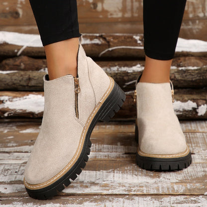 Bottines à zip latéral, bout rond
